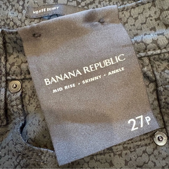 Banana Republic $110 NWT 27/4 P coated snakeskin mid-rise skinny ankle jeans - Picture 9 of 13